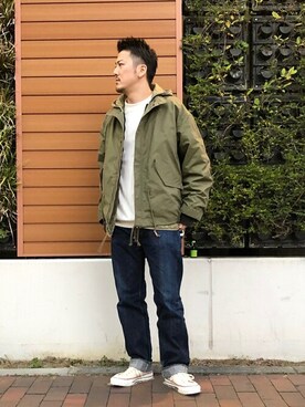 「marka（マーカ）のアイテム（ミリタリージャケット）」を使った、ARKnets STAFFさん（メンズ・171cm）の秋コーディネート