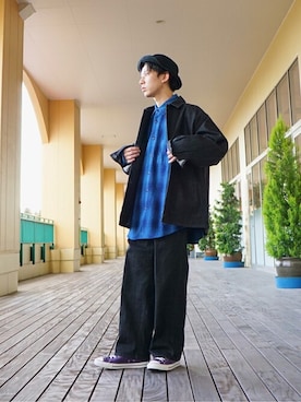 「GOLD（ゴールド）のアイテム（帽子）」を使った、ARKnets STAFFさん（メンズ・168cm）の秋コーディネート