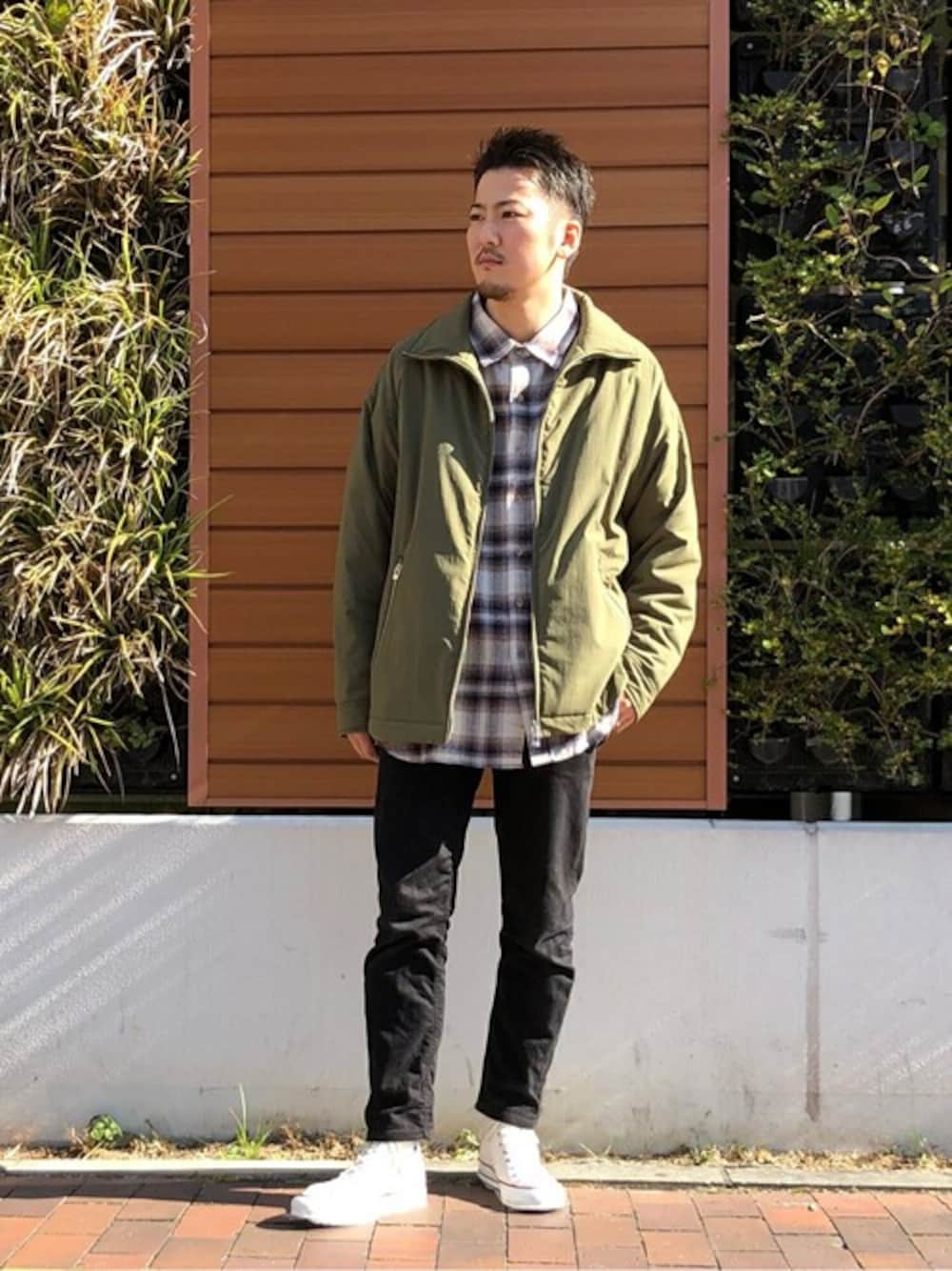 「PORT BY ARKのPORT BY ARK / ポートバイアーク：Over fit flannel shirt：PO08-SH002[COR]（シャツ/ブラウス、ベージュ系）」を使った、ARKnets STAFFさん（メンズ・171cm）の秋コーディネートの1枚目の写真