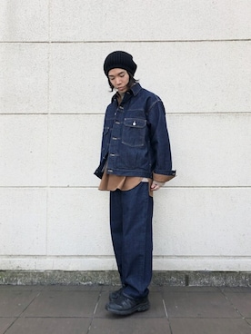 「marka（マーカ）のアイテム（デニムジャケット）」を使った、ARKnets STAFFさん（メンズ・174cm）の秋コーディネート