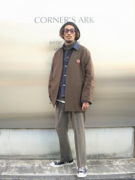 「marka（マーカ）のアイテム（デニムジャケット）」を使った、ARKnets STAFFさん（メンズ・175cm）の秋コーディネート