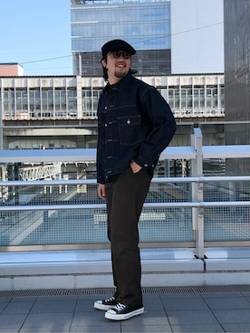 「marka（マーカ）のアイテム（デニムジャケット）」を使った、ARKnets STAFFさん（メンズ・179cm）の秋コーディネート