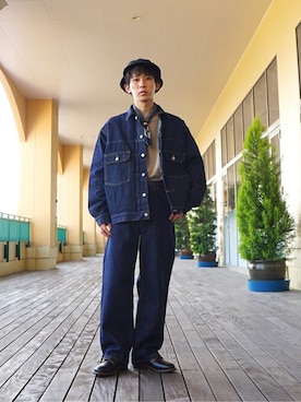 「marka（マーカ）のアイテム（デニムジャケット）」を使った、ARKnets STAFFさん（メンズ・168cm）の秋コーディネート
