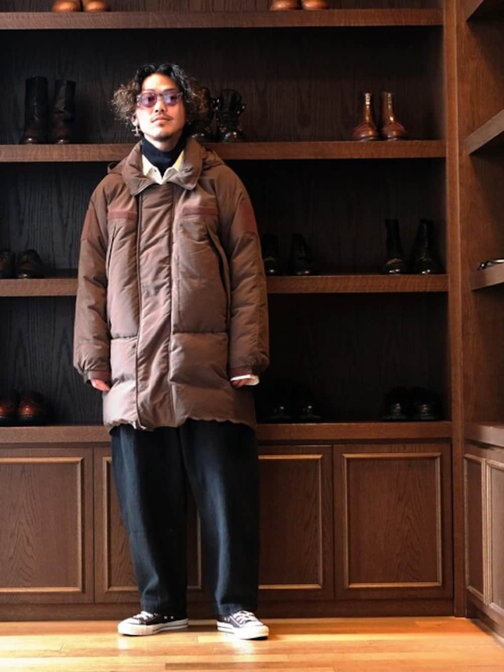 「markaのmarka / マーカ：MONSTER PARKA - nylon taffeta -：M19D-01CO01C[COR]（ダウンジャケット/コート、ブラウン系）」を使った、ARKnets STAFFさん（メンズ・175cm）の冬コーディネートの1枚目の写真