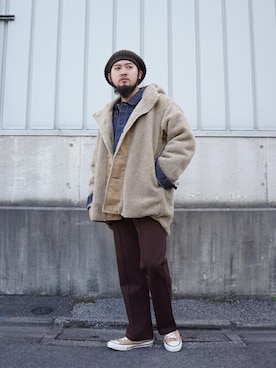 「BALLAST ARK（バラストアーク）のアイテム（スラックス）」を使った、ARKnets STAFFさん（メンズ・172cm）の冬コーディネート