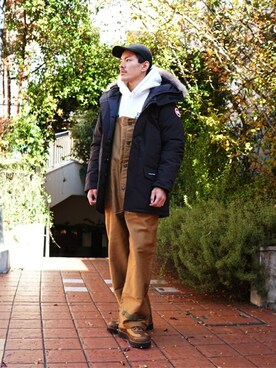 「WP（ダブリューピー）のアイテム（帽子）」を使った、ARKnets STAFFさん（メンズ・172cm）の冬コーディネート