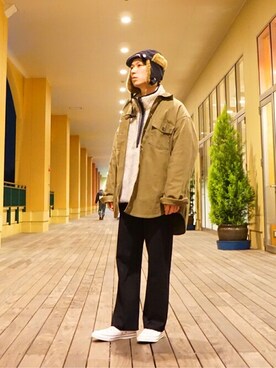 「GOLD（ゴールド）のアイテム（ブルゾン）」を使った、ARKnets STAFFさん（メンズ・168cm）の冬コーディネート