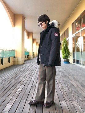 「BALLAST ARK（バラストアーク）のアイテム（スラックス）」を使った、ARKnets STAFFさん（メンズ・168cm）の冬コーディネート