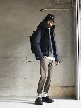 「marka（マーカ）のアイテム（シューズ）」を使った、ARKnets STAFFさん（メンズ・183cm）の冬コーディネート