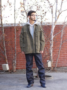 「marka（マーカ）のアイテム（ミリタリージャケット）」を使った、ARKnets STAFFさん（メンズ・185cm）の冬コーディネート