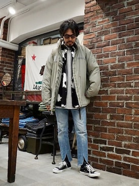 「BALLAST ARK（バラストアーク）のアイテム（スウェット）」を使った、ARKnets STAFFさん（メンズ・178cm）の冬コーディネート