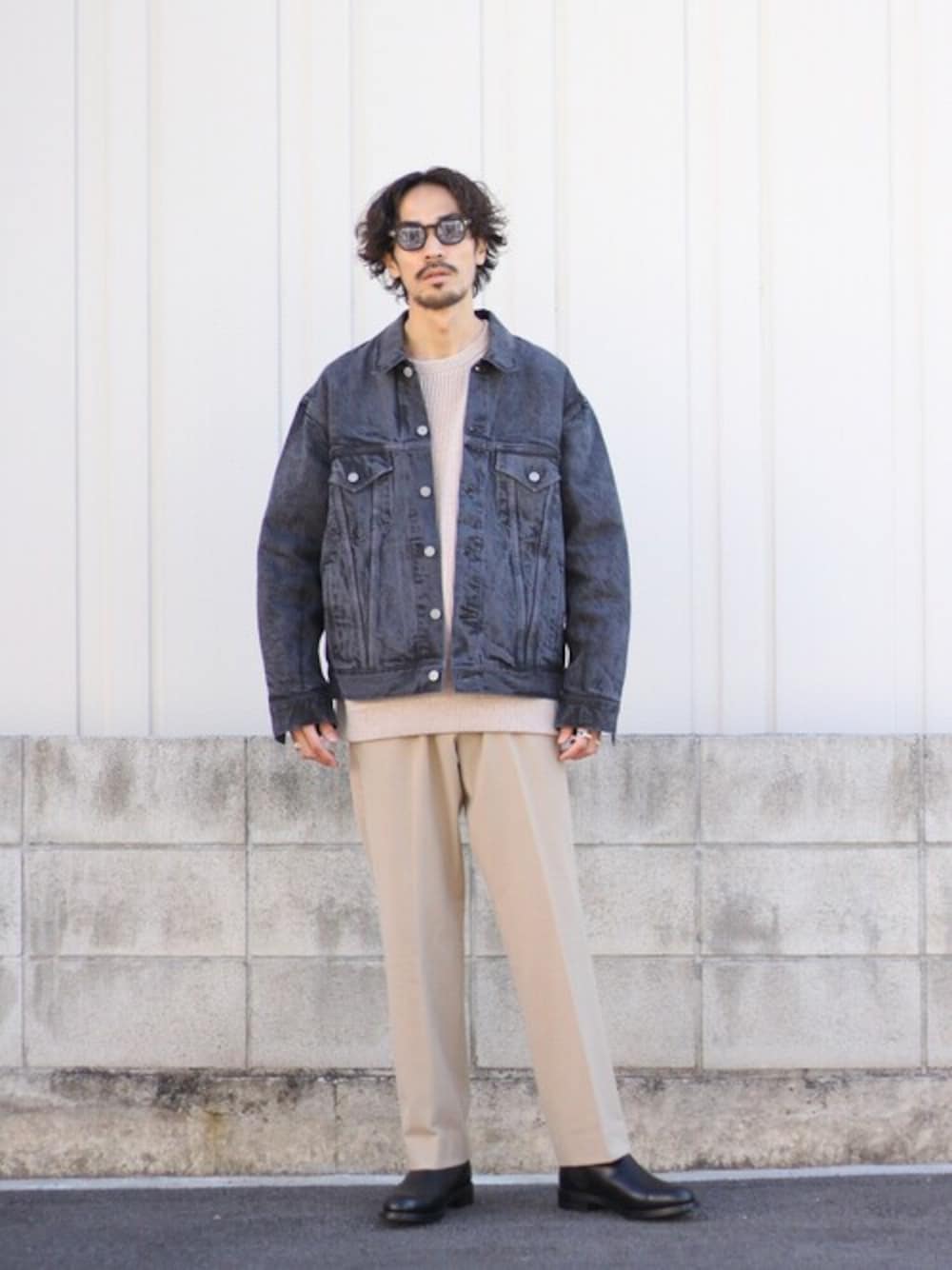 「BALLAST ARKのBALLAST ARK / バラストアーク：MIX STRIPE RIB CREW PULLOVER：BA02-K001[AST]（ニット/セーター、ベージュ系）」を使った、ARKnets STAFFさん（メンズ・175cm）の冬コーディネートの1枚目の写真