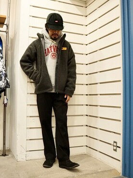 「BALLAST ARK（バラストアーク）のアイテム（スラックス）」を使った、ARKnets STAFFさん（メンズ・178cm）の冬コーディネート
