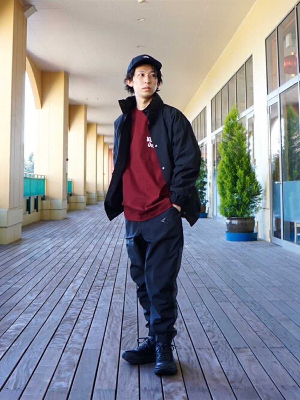 「WPのWP / ダブリューピー：NYLON TAFFETA COACH JACKET：WP04-G005[STD]（その他アウター、ブラック系）」を使った、ARKnets STAFFさん（メンズ・168cm）の冬コーディネートの1枚目の写真