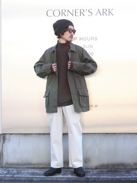 「marka（マーカ）のアイテム（ミリタリージャケット）」を使った、ARKnets STAFFさん（メンズ・173cm）の冬コーディネート
