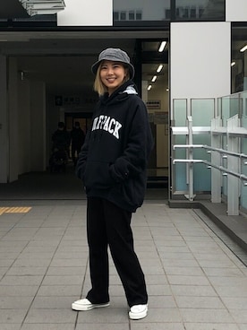 「BALLAST ARK（バラストアーク）のアイテム（スラックス）」を使った、ARKnets STAFFさん（レディース・153cm）の冬コーディネート