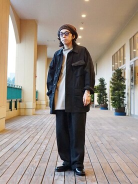 「marka（マーカ）のアイテム（ミリタリージャケット）」を使った、ARKnets STAFFさん（メンズ・168cm）の冬コーディネート