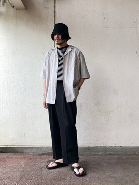 「BALLAST ARK（バラストアーク）のアイテム（スラックス）」を使った、ARKnets STAFFさん（メンズ・174cm）の春コーディネート