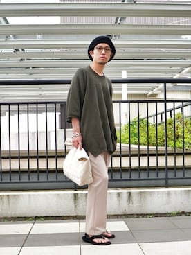 「BALLAST ARK（バラストアーク）のアイテム（スラックス）」を使った、ARKnets STAFFさん（メンズ・172cm）の春コーディネート