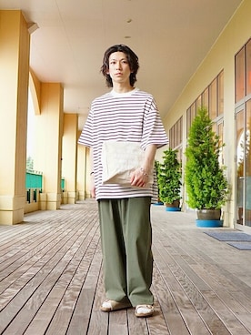 「marka（マーカ）のアイテム（チノパンツ）」を使った、ARKnets STAFFさん（メンズ・168cm）の春コーディネート