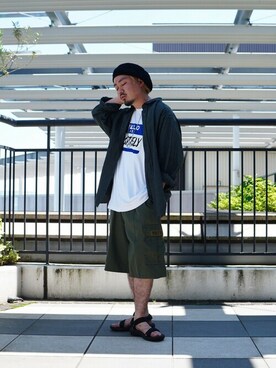 「PORT BY ARK（ポートバイアーク）のアイテム（ニットキャップ/ビーニー）」を使った、ARKnets STAFFさん（メンズ・166cm）の春コーディネート