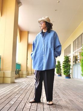 「BALLAST ARK（バラストアーク）のアイテム（スラックス）」を使った、ARKnets STAFFさん（メンズ・168cm）の春コーディネート