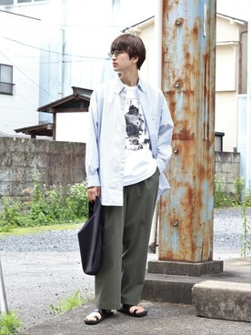 「marka（マーカ）のアイテム（チノパンツ）」を使った、ARKnets STAFFさん（メンズ・181cm）の夏コーディネート