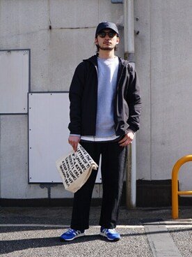 「WP（ダブリューピー）のアイテム（スウェット）」を使った、ARKnets STAFFさん（メンズ・178cm）の秋コーディネート