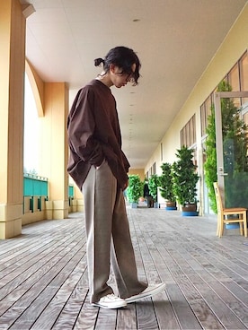 「BALLAST ARK（バラストアーク）のアイテム（スラックス）」を使った、ARKnets STAFFさん（メンズ・168cm）の秋コーディネート