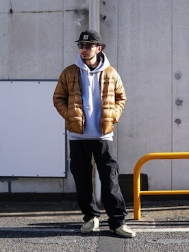 「WP（ダブリューピー）のアイテム（パーカー）」を使った、ARKnets STAFFさん（メンズ・178cm）の秋コーディネート