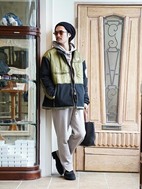 「アークネッツ」｜「アイテム（帽子）」を使った、ARKnets STAFFさん（メンズ・175cm）の秋コーディネート