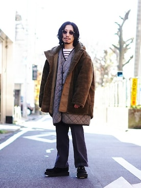 「UNUSED」｜「アイテム（ミリタリージャケット）」を使った、ARKnets STAFFさん（メンズ・165cm）の冬コーディネート