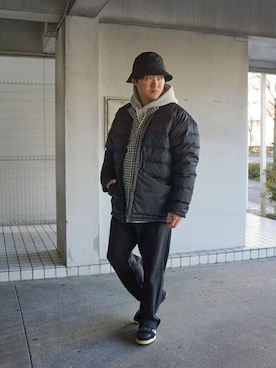 「BALLAST ARK（バラストアーク）のアイテム（スラックス）」を使った、ARKnets STAFFさん（メンズ・172cm）の冬コーディネート