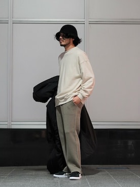 「BALLAST ARK（バラストアーク）のアイテム（スラックス）」を使った、ARKnets STAFFさん（メンズ・174cm）の冬コーディネート