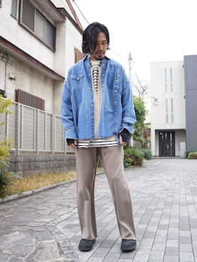「BALLAST ARK（バラストアーク）のアイテム（スラックス）」を使った、ARKnets STAFFさん（メンズ・178cm）の冬コーディネート