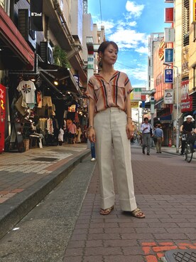「SCOTCH & SODA（スコッチ アンド ソーダ）のアイテム（シャツ/ブラウス）」を使った、takamoriさん（レディース・158cm）の夏コーディネート