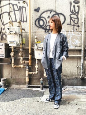 「Engineered Garments（エンジニアードガーメンツ）のアイテム（ジャケット/アウター）」を使った、takamoriさん（レディース・158cm）の春コーディネート
