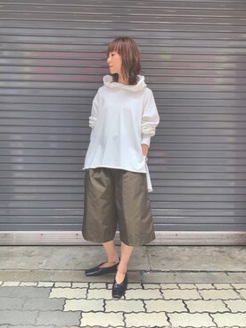 「RUMBLE RED（ランブルレッド）のアイテム（パンツ）」を使った、takamoriさん（レディース・158cm）の夏コーディネート