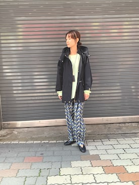「WOOLRICH（ウールリッチ）のアイテム（ジャケット/アウター）」を使った、takamoriさん（レディース・158cm）の冬コーディネート
