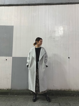 「uncut bound」｜「アイテム（ステンカラーコート）」を使った、takamoriさん（レディース・158cm）の秋コーディネート