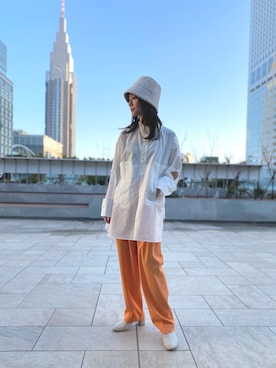 「RUMBLE RED（ランブルレッド）のアイテム」を使った、takamoriさん（レディース・158cm）の春コーディネート