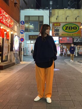 「RUMBLE RED（ランブルレッド）のアイテム」を使った、takamoriさん（レディース・158cm）の春コーディネート