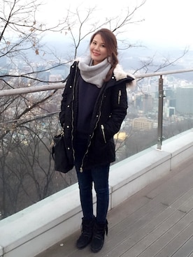 「H&M（エイチ・アンド・エム）のアイテム（その他）」を使った、Bonnie liang さん（レディース・162cm）の冬コーディネート