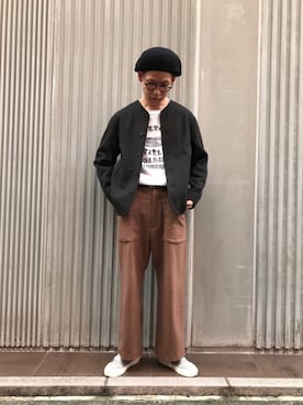 「アーバンリサーチ」｜「アイテム（ハンチング/ベレー帽）」を使った、Sさん（メンズ・174cm）の冬コーディネート