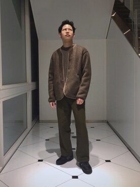 「URBAN RESEARCH（アーバンリサーチ）のアイテム（ノーカラージャケット）」を使った、Sさん（メンズ・174cm）の冬コーディネート