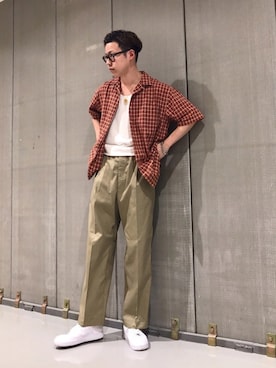 「WOOLRICH（ウールリッチ）のアイテム（トップス）」を使った、Sさん（メンズ・174cm）の夏コーディネート