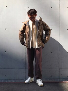 「スウエットパンツ」｜「アイテム（ダウンジャケット/コート）」を使った、Sさん（メンズ・174cm）の秋コーディネート