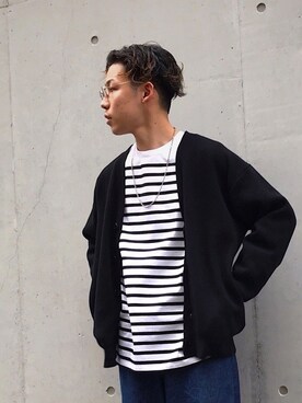 カーディガン ボレロを使った ボーダーtシャツ のメンズ人気ファッションコーディネート Wear