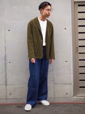 「BEN DAVIS（ベンデイビス）のアイテム（パンツ）」を使った、Sさん（メンズ・174cm）の冬コーディネート