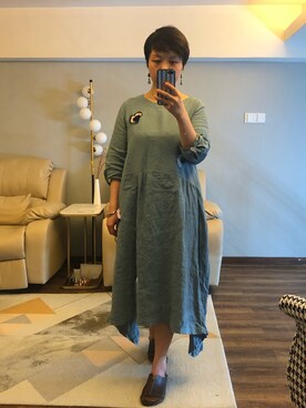 「飞鸟与新酒のアイテム（ワンピース、その他）」を使った、哎呦花卷さん（レディース・162cm）の春コーディネート
